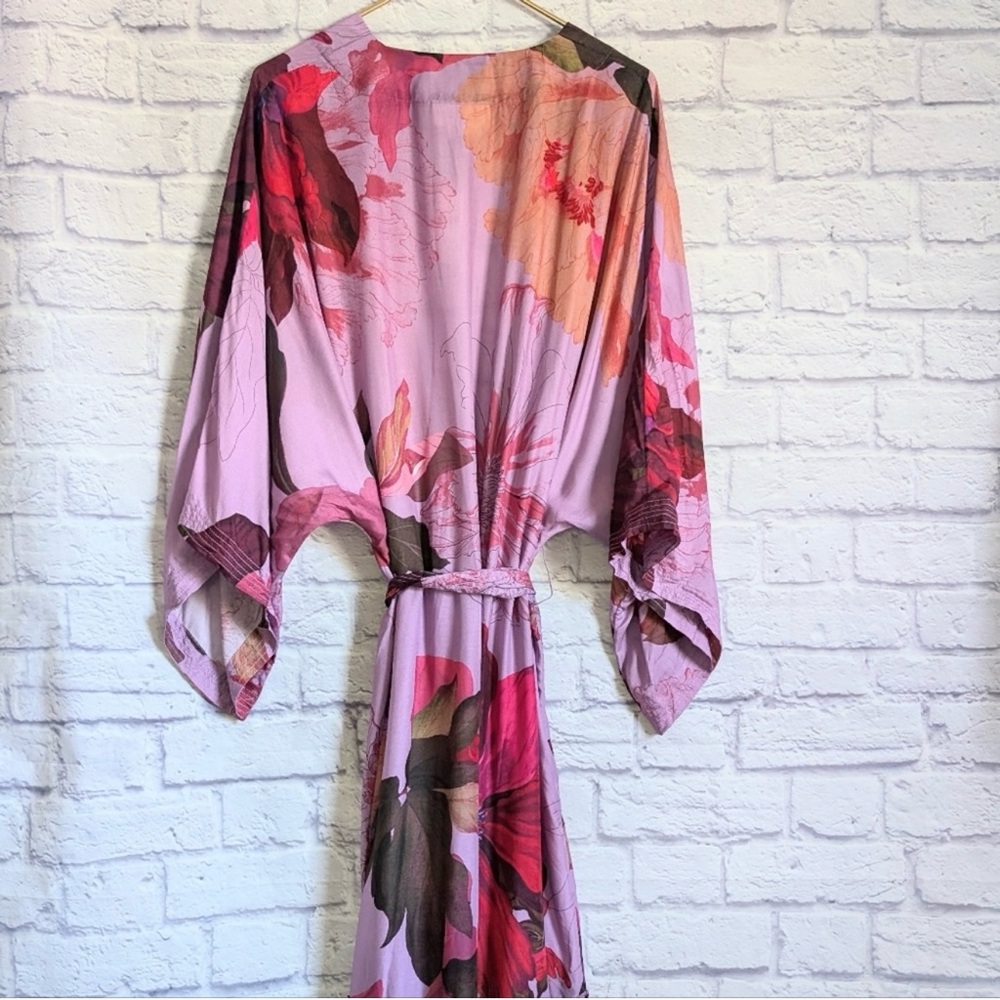 Anthropologie Purple and Pink Floral Robe - Picture 5 of 8